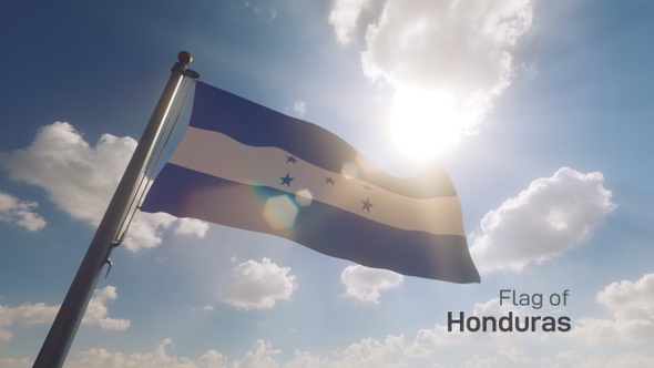 Honduras Flag on a Flagpole V2