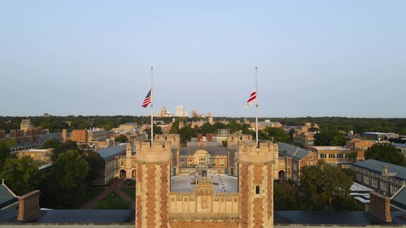 Washington University College Buildings in St. Louis, Missouri - Aerial Drone Flyover