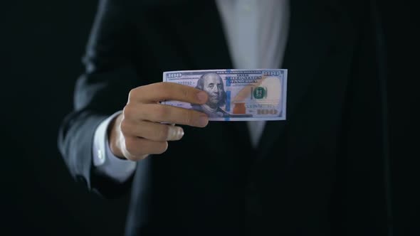 Male Hands Crumpling Dollar Banknote and Throwing Out, Income Decline, Crisis