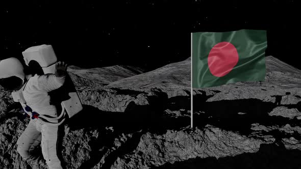 Astronaut Planting Bangladesh Flag on the Moon