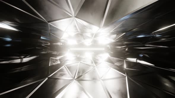 Flight in abstract sci-fi tunnel seamless loop. Futuristic motion graphics, high tech background