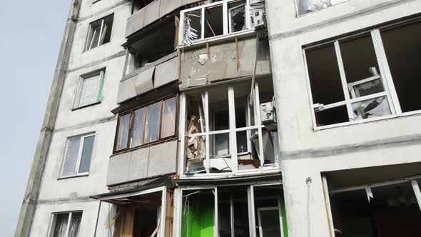 War in Ukraine  Burnt and Destroyed House in Kyiv