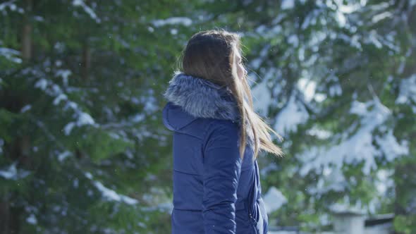 Smiling girl on a winter day alt