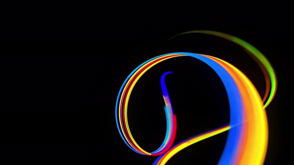 Abstract Looped Background with Multicolored Lines Curling in Helix Structure