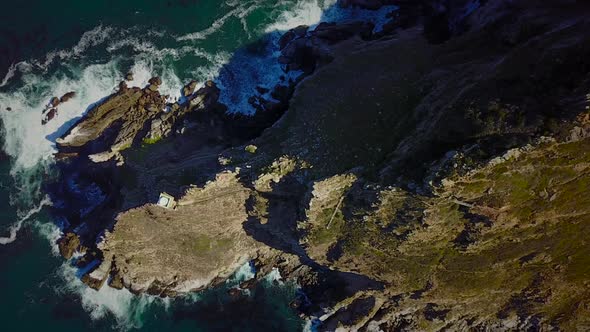 Aerial view of rocky coast around Cape Town, South Africa.