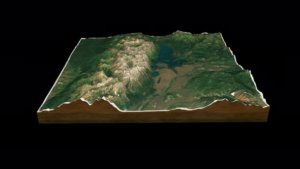 Grand Teton National Park terrain map 3D render 360 degrees loop animation