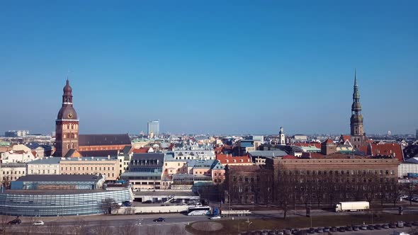 Riga Old Town Aerial 4k