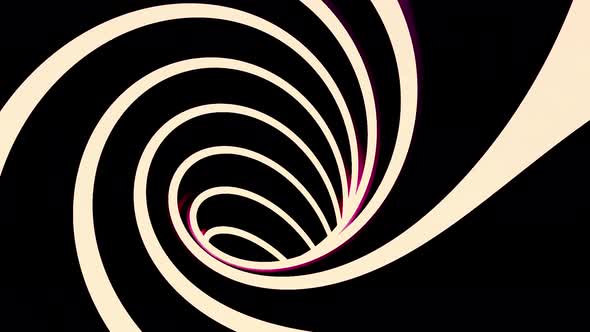 Abstract Hypnotic Tunnel Created By White Spiral on a Black Background Seamless Loop