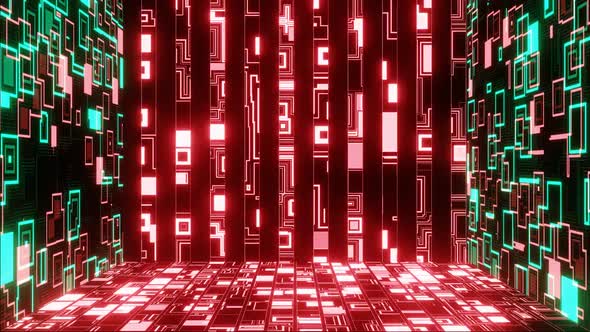 HD 3D animation. Abstract futuristic geometric shapes background alt