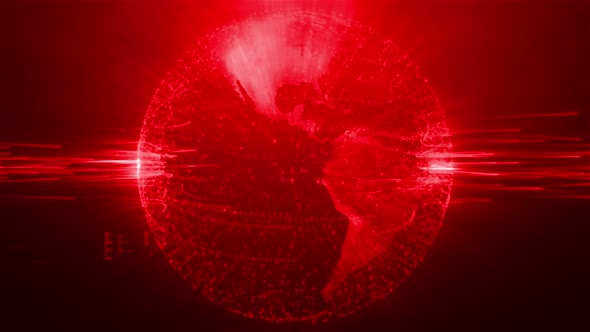 Abstract Digital Connect Earth Red