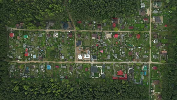 View From the Height of the Dacha Village in the Forest of Europe