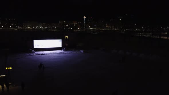 Night aerial view of Ossa, part of LUX Helsinki winter light festival