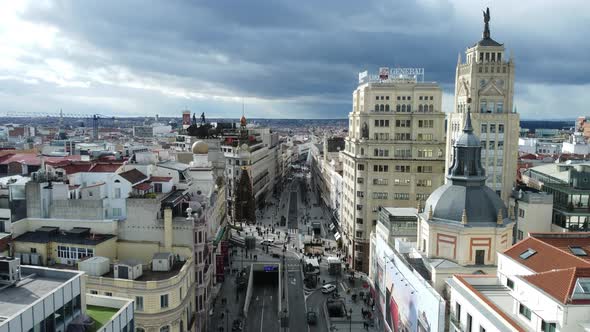 Madrid Aerial Scene with Alcala Street Spain