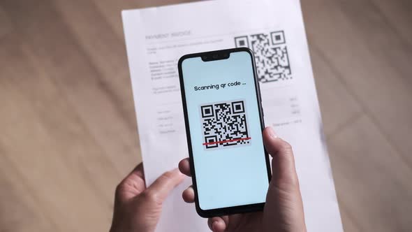 Using QR Code Scanner for Pay Online with Payment Invoice and QR Code or Barcode Reader on