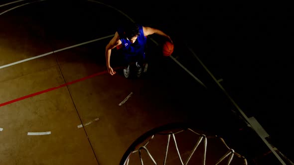 Male basketball player playing in the court 4k