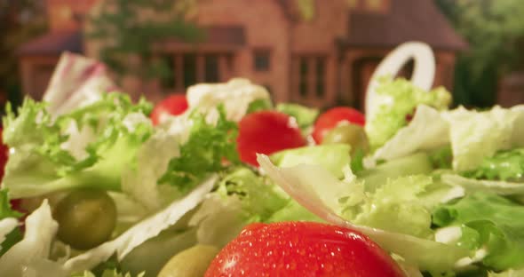 Fresh Salad on Rotating Plate