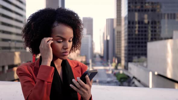 African American business woman in downtown Los Angeles