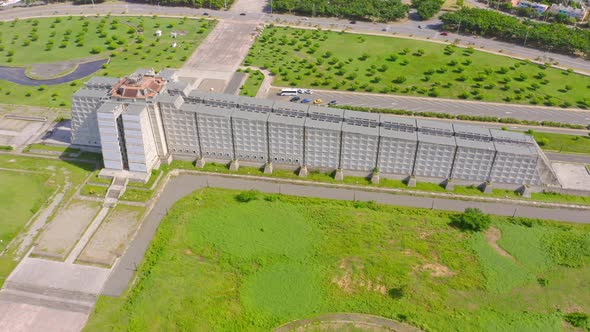 Aerial View Of Columbus Lighthouse (Faro a Colon) In Santo Domingo Este, Dominican Republic - drone