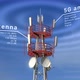 Cellular Telecommunication Tower Transmitting Radio Waves Visible against Blue Sky - VideoHive Item for Sale