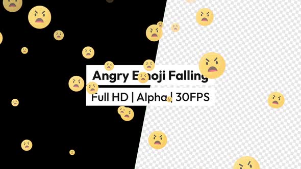 Angry Face Emoji Falling with Alpha