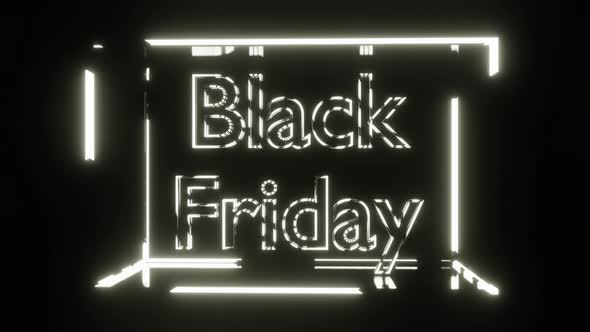 Black Friday Neon Text Animation Rotated In Cube Form White Light Background 4K