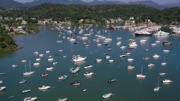 Top view of Hong Kong yacht club in Sai Kung