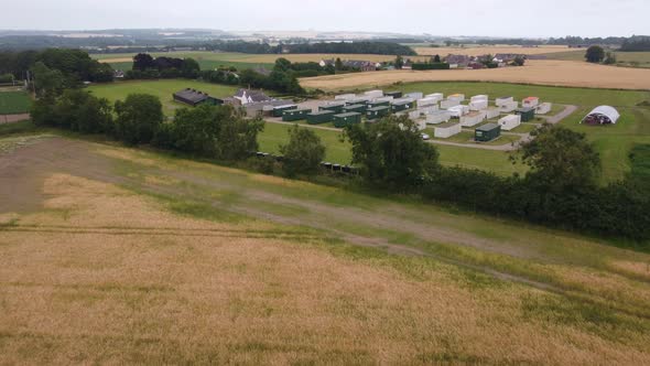 Drone Footage of a Small Farm Surrounded By Fields