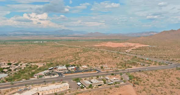 Overlooking View of a Small Town a Fountain Hills Near Mountain Desert US 87 Interchanges Highways