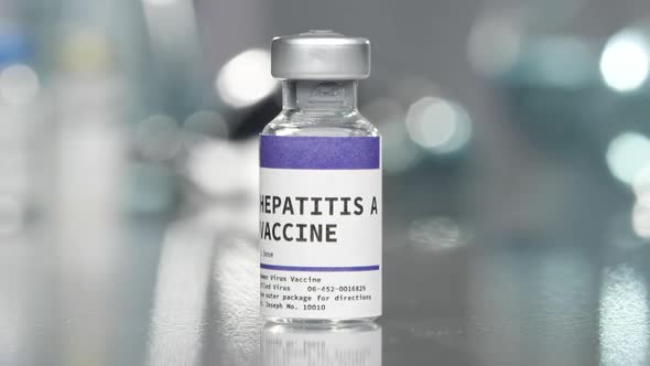 Hepatitis A vaccine vial in medical lab
