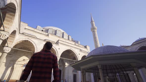 Historical mosque with four minarets. alt