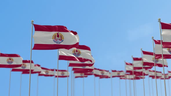 French Polynesia Row Of Flags 3D Animation