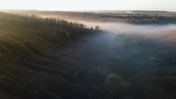 foggy valley autumn season