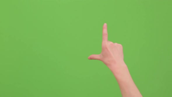 Hand Performed Multiple Multi Touch Trash and Close,gestures on Green Screen Background. Real Time