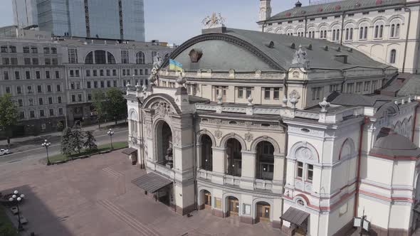 Kyiv. Ukraine: National Opera of Ukraine. Aerial View, Flat, Gray