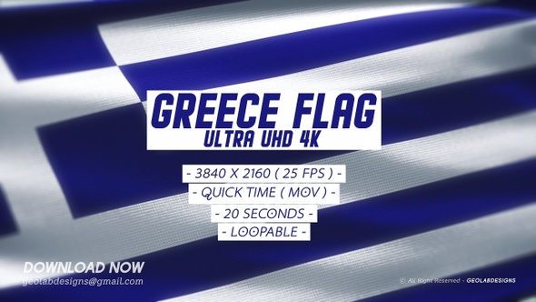 Greece Flag - Ultra UHD 4K Loopable