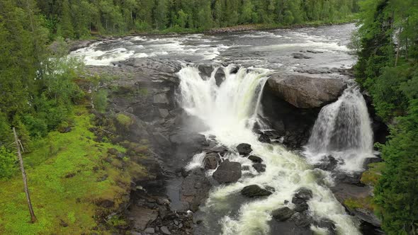 Ristafallet Waterfall in the Western Part of Jamtland