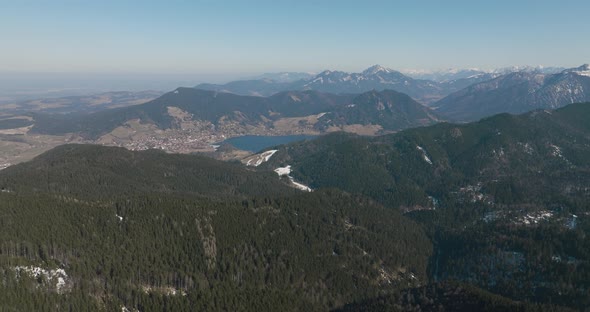Birdseye Aerial 5K Drone Over European Alps And Mountains On Clear Day In Germany