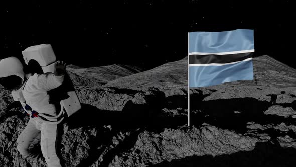 Astronaut Planting Botswana Flag on the Moon