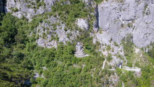 Aerial View. Beautiful Rocky Mountains. Summer Mountain Landscape, Stone and Trees