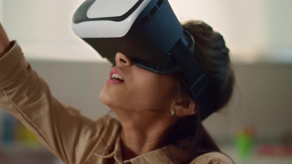 Girl Wearing Virtual Reality Headset
