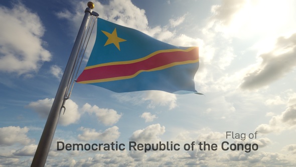 Democratic Republic of the Congo Flag on a Flagpole