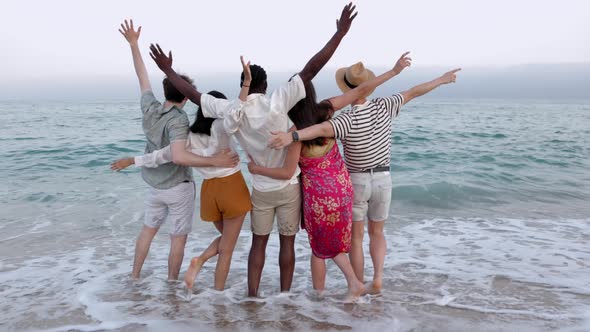 United Group of Diverse Millennial Friends Having Fun on Summer Holidays