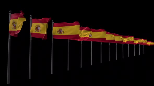 Row Of Spain Flags With Alpha 2K