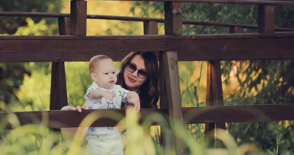 Summer Walk in the Park Mom and Son