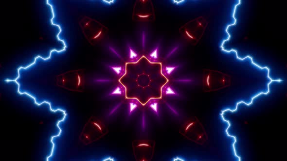 Electric Neon Shapes And Red Light Background 4K Loop 02