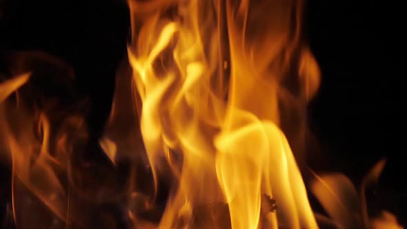 Bonefire, Fire flames in campfire, campsite at Masai Mara Park, Kenya, slow motion