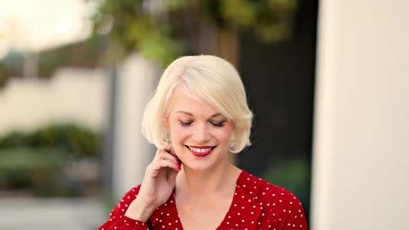 Attractive Blond Woman Walking