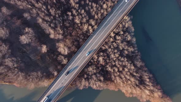 Bridge And Traffic From The Air