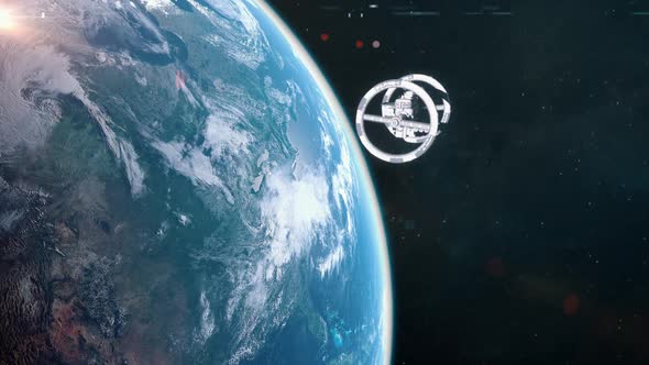 Futuristic Space Station Orbiting Earth