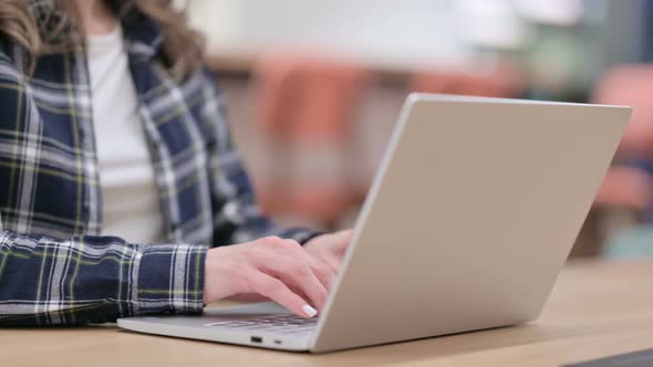 Female Hands Typing on Laptop Close Up